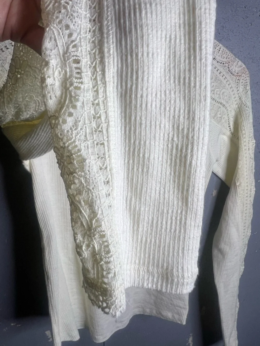 Free People Freddie Lace Rib Mock Neck Top .size Medium